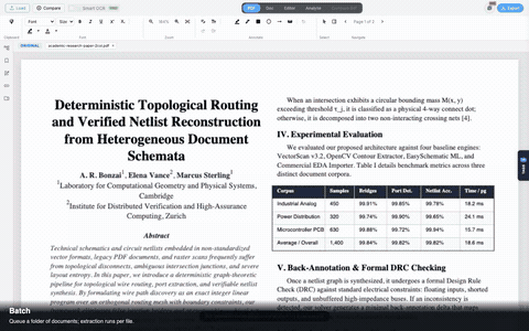 Batch processing and comparing documents