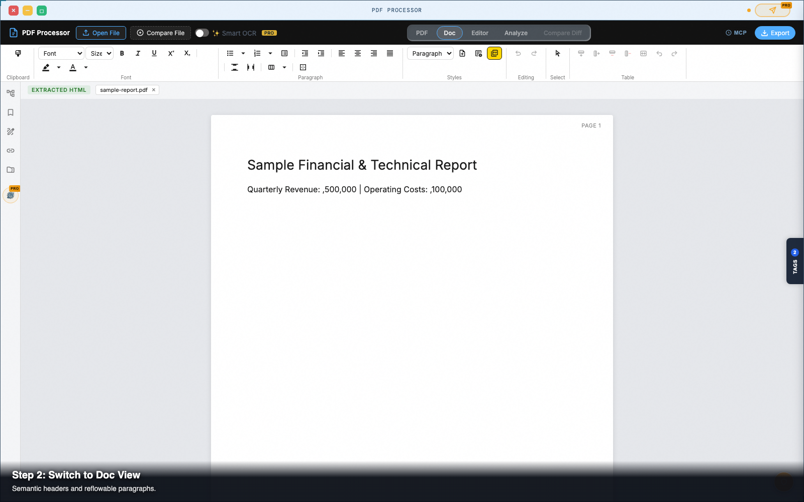 Step 2 — Switch to the Doc view