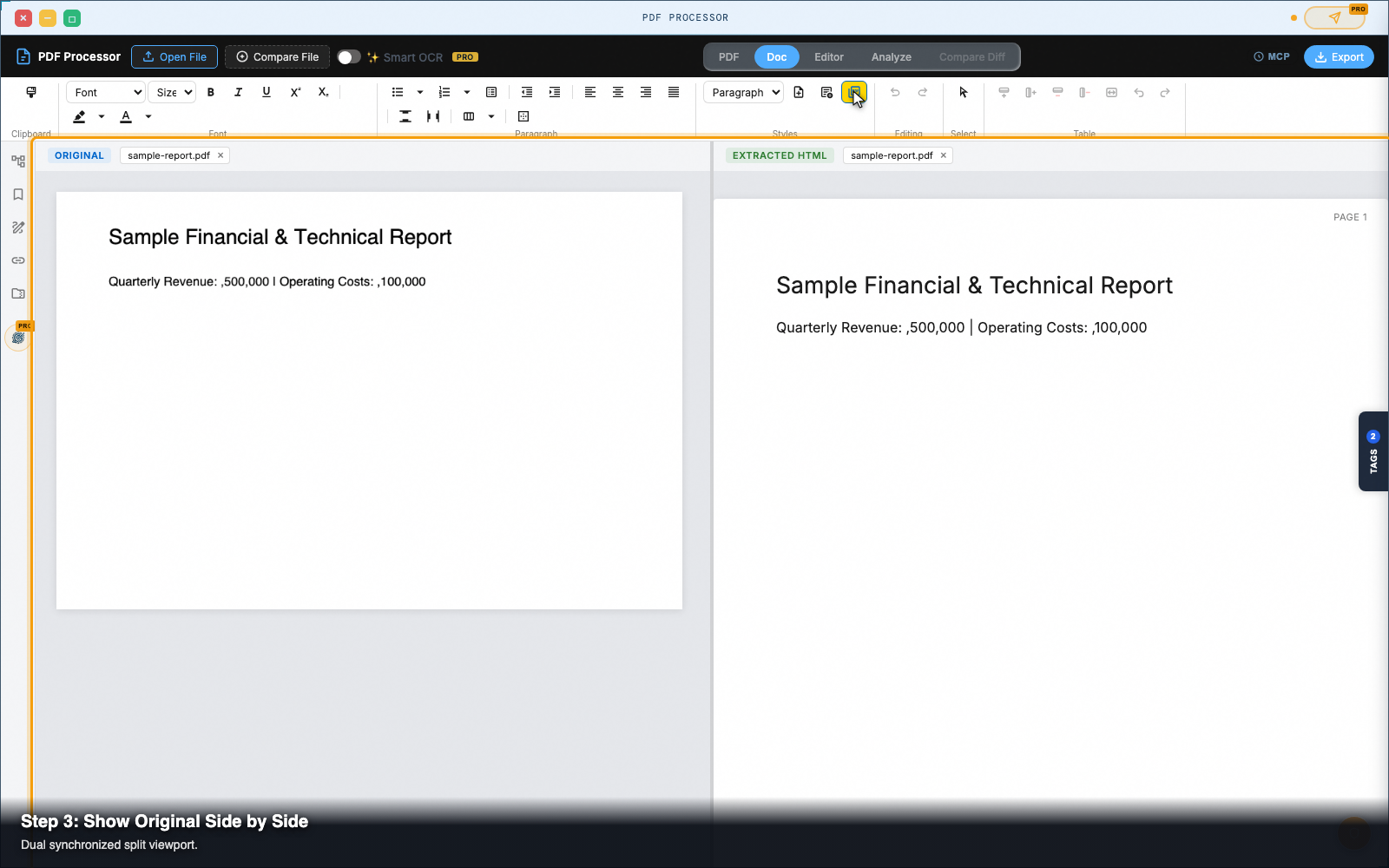 Step 3 — Switch to the Doc tab <em>(0:09)</em>
