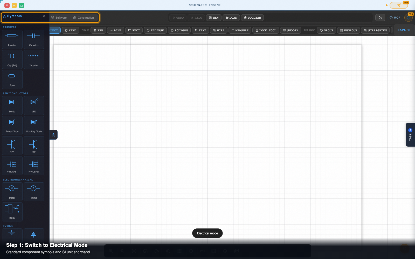 Step 1 — Open Schema Editor in Electrical mode