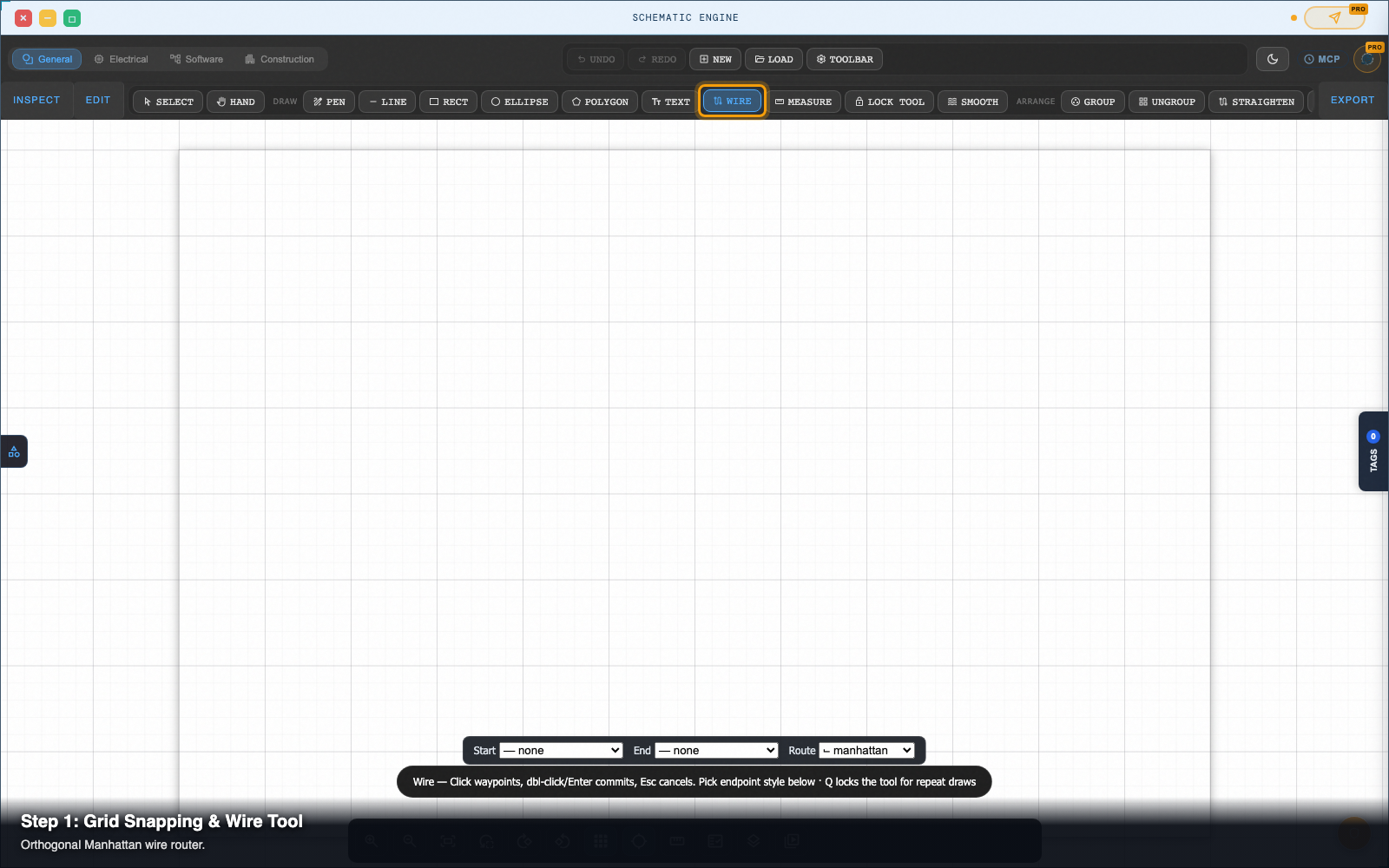 Step 1 — Configure grid size and snapping rules